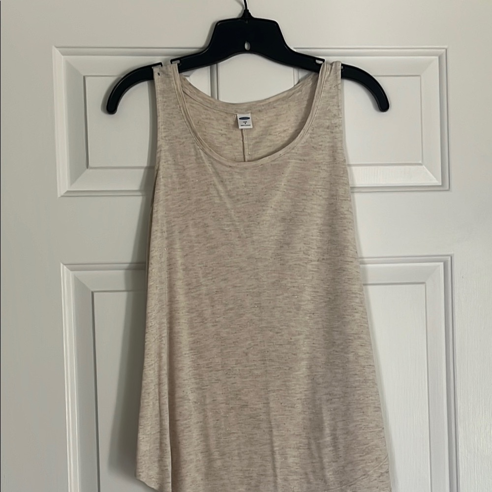 Old Navy Cream Asymmetrical Sleeveless Tank Top
